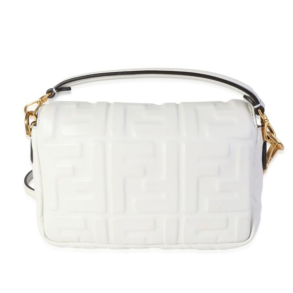 Fendi Bianco Embossed Zucca Lambskin Mini Baguette - Picture 3 of 8